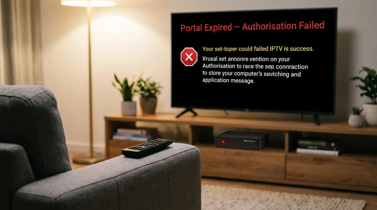 IPTV portal expired error shown on a TV connected to a MAG IPTV box